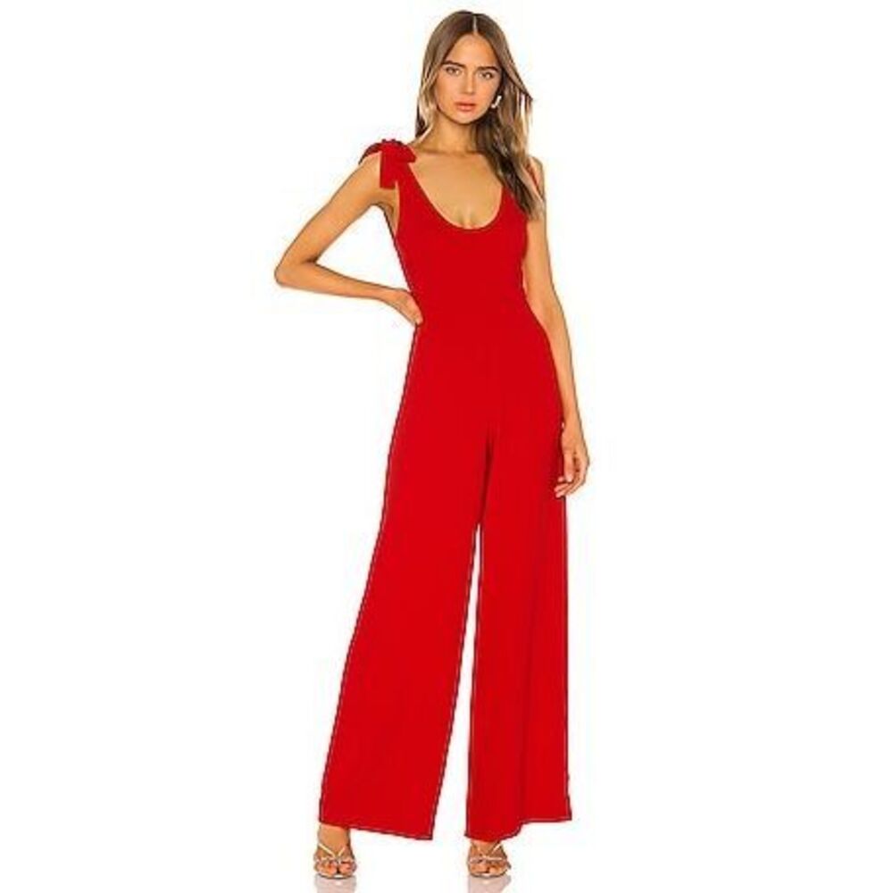 NBD Clover Jumpsuit Red Tie Shoulder Size‎ Medium NWT